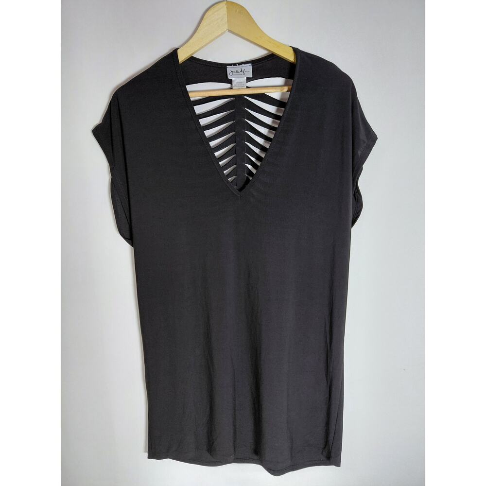 JORDAN TAYLOR Black V-Neck Top Solid Knit Sleeveless Women Size S